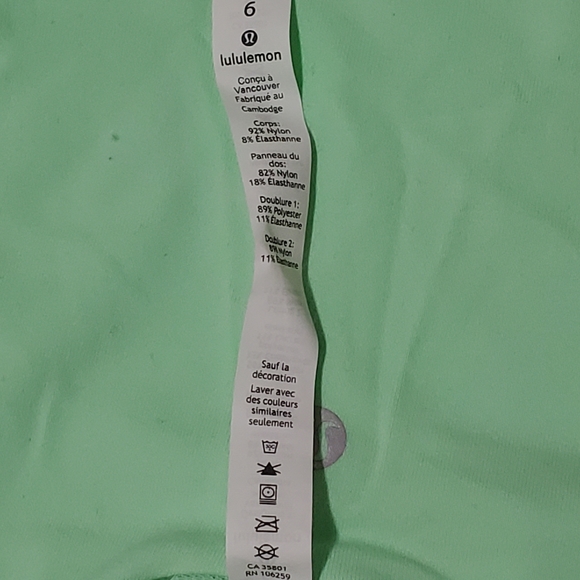 Lululemon green tank top Sz 6 - Picture 5 of 8